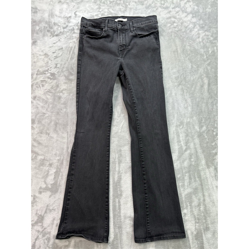 Levis Slimming Boot Jeans Womens Sz 31 Black Western Cowgirl Bellbottom Boho